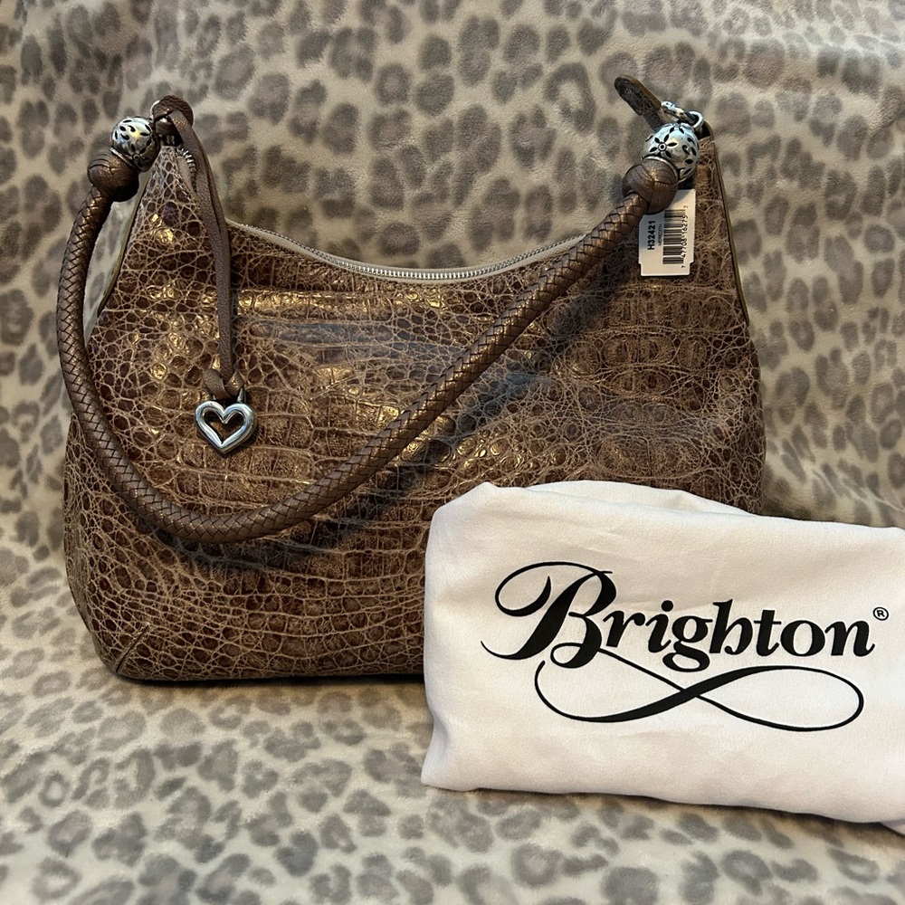 Brighton Croco Embossed Leather Handbag